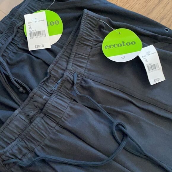 ECCOTOO BLACK DRAWSTRING KNIT PANTS BUNDLE.   NEW WITH TAGS - Picture 1 of 9